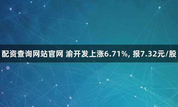 配资查询网站官网 渝开发上涨6.71%, 报7.32元/股